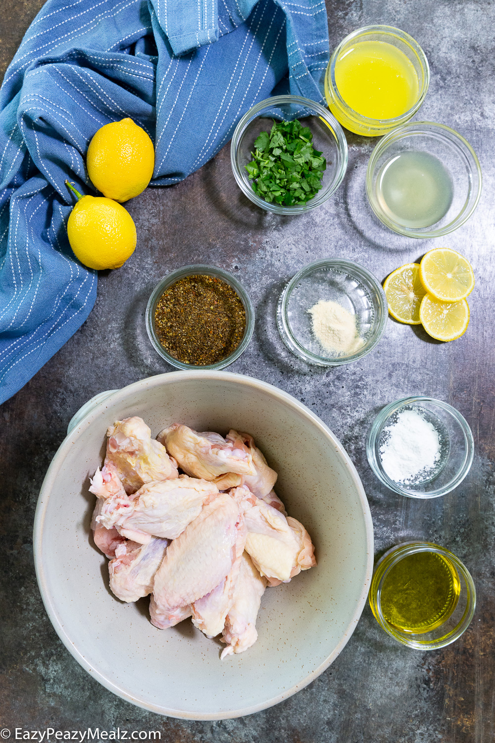 Lemon Pepper Chicken wings, all the ingredients you need to make the best air fryer chicken wings