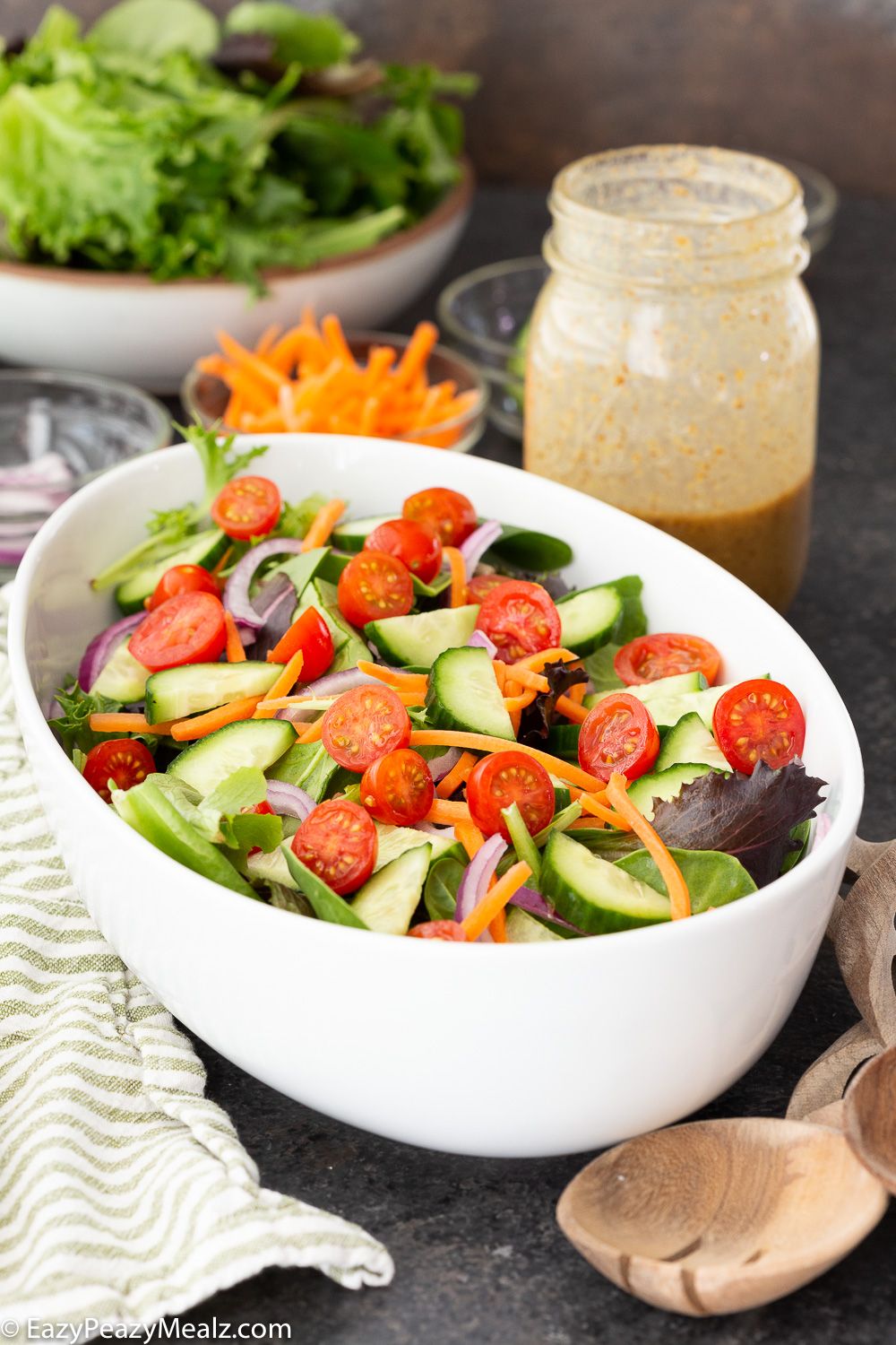 The perfect tossed green salad, perfect for accompanying protein. 