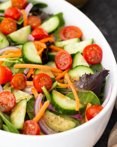 A delicious tossed green salad.