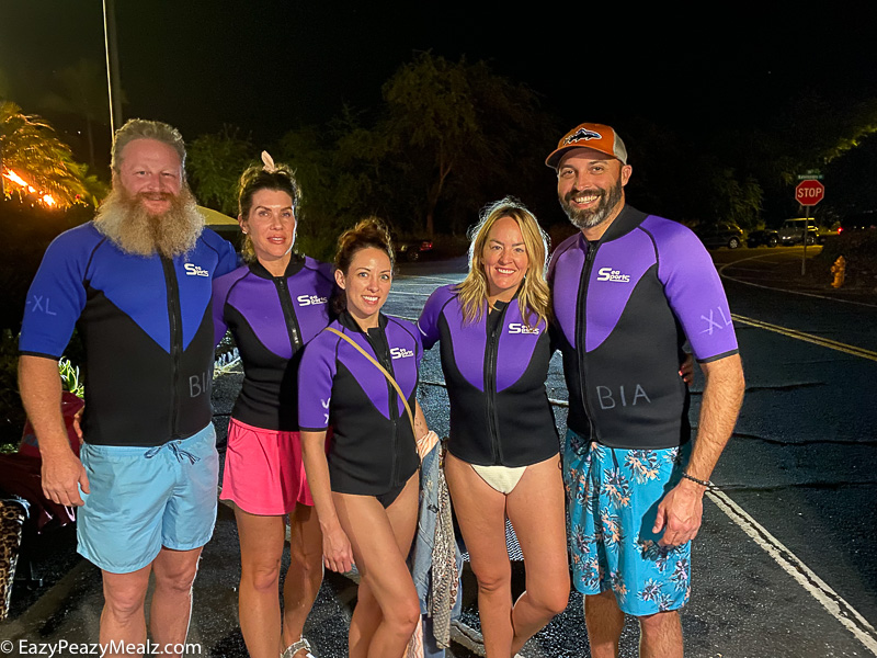 Getting ready for the manta ray night snorkel tour