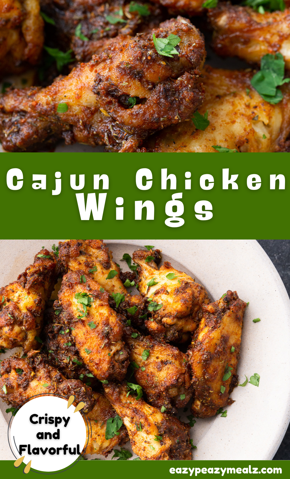 Crispy cajun chicken wings, baked to perfection. 
