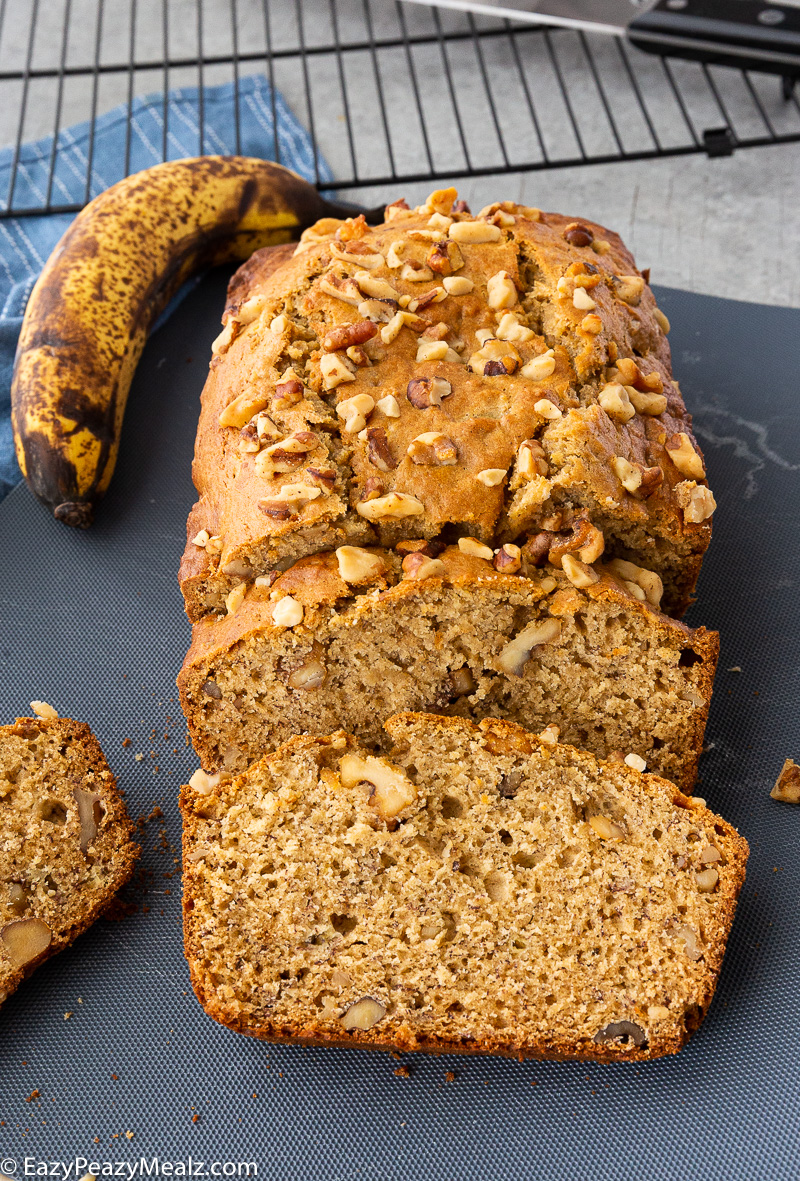Sliced banana nut bread