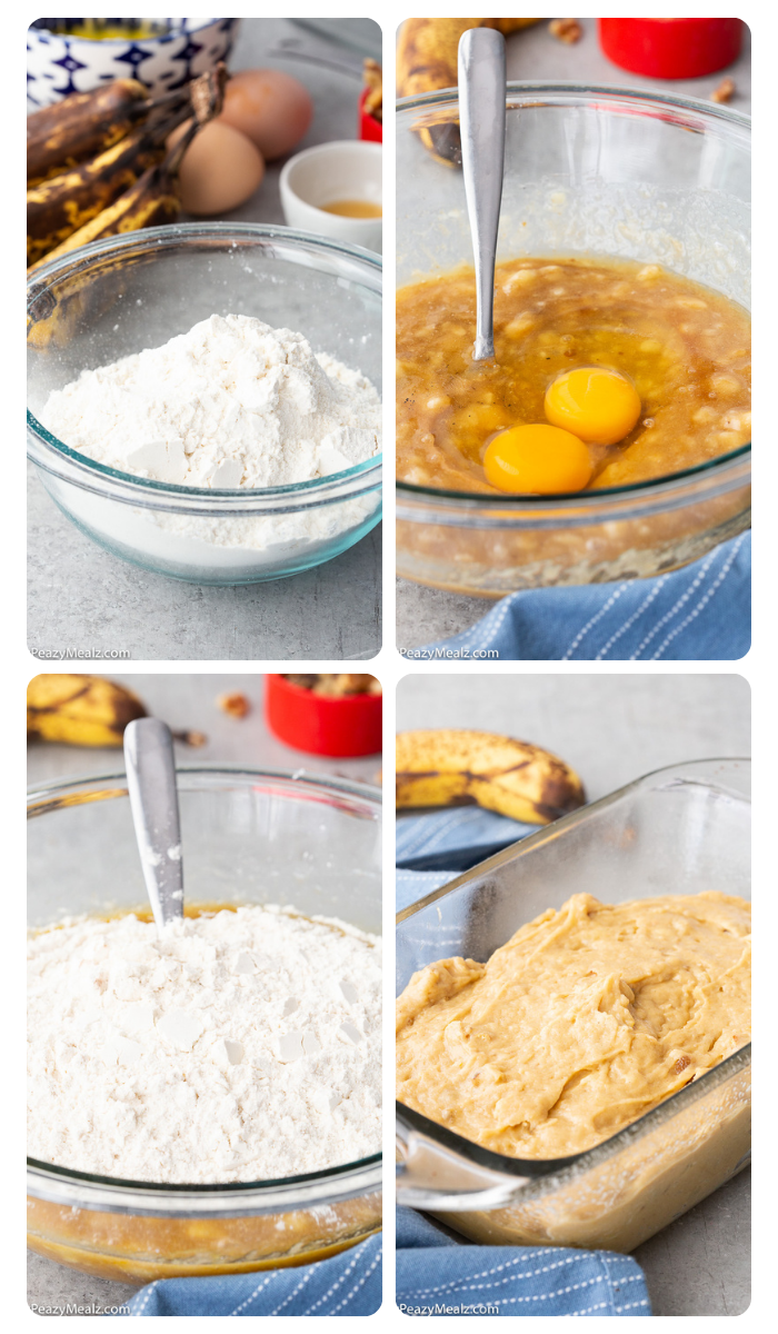 How to make banana nut bread, step by step
