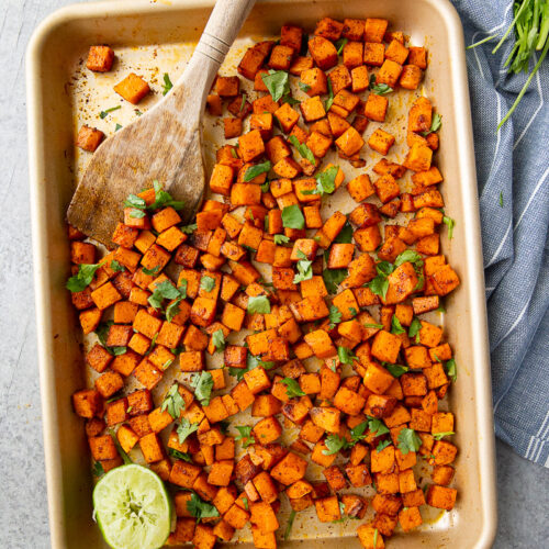 These Chipotle Roasted Sweet Potatoes are the perfect balance of sweet and smoky! Oven-roasted to crispy perfection with a bold chipotle kick, they make a delicious side dish or healthy snack packed with flavor.