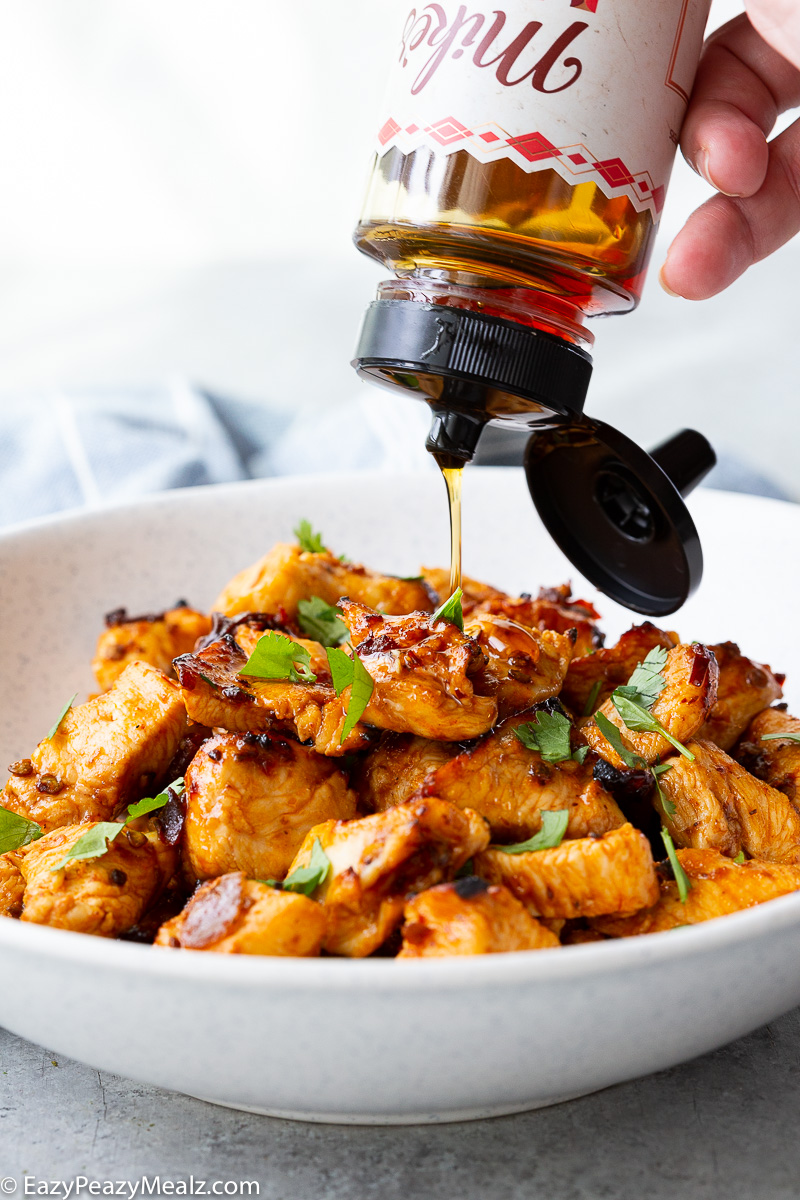 Hot honey chipotle chicken bites are so flavorful and easy to make