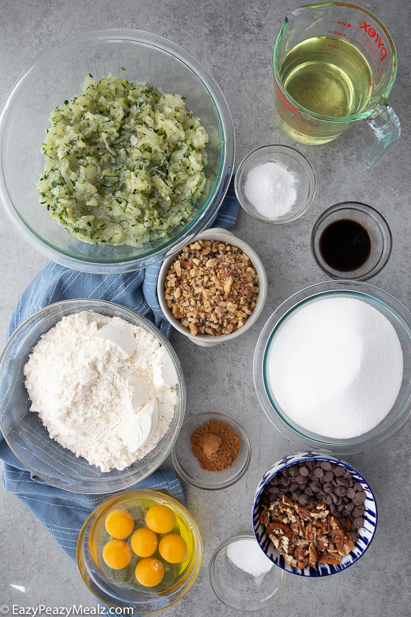 Zucchini nut bread recipe ingredients