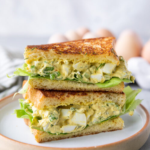 Egg Salad, a creamy and classic egg salad made into a sandwich.