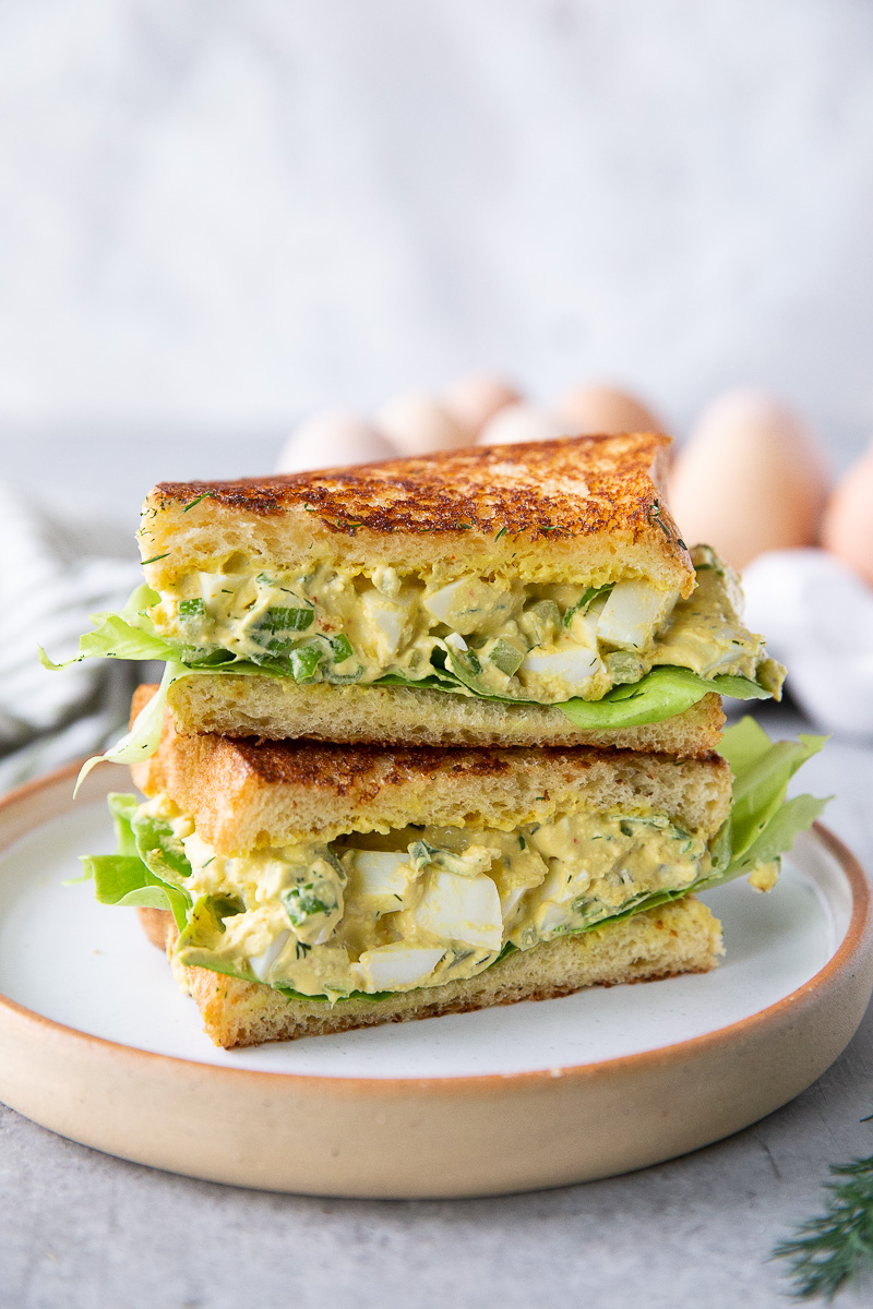 Egg Salad, a creamy and classic egg salad made into a sandwich.
