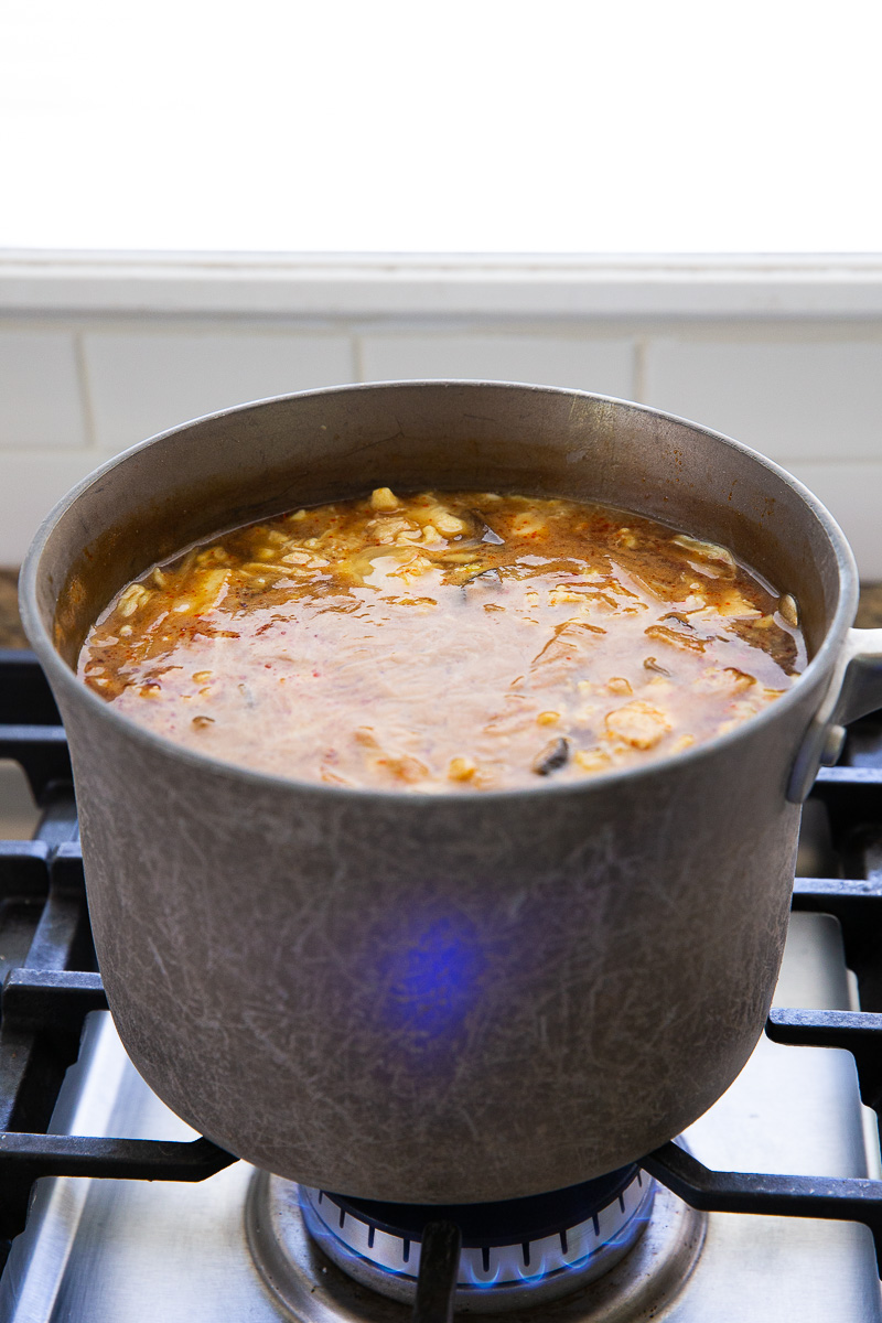Cooking hot and sour soup