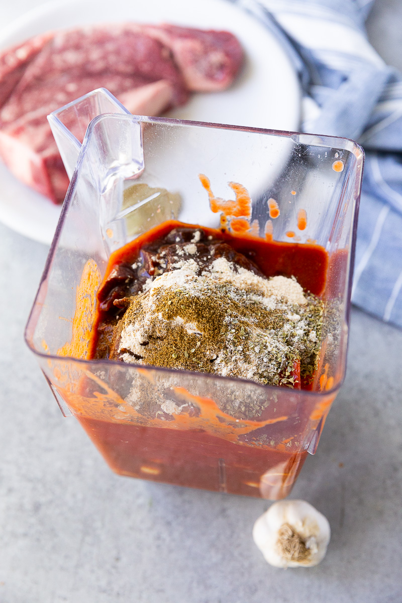 Making the sauce for birria made in the instant pot