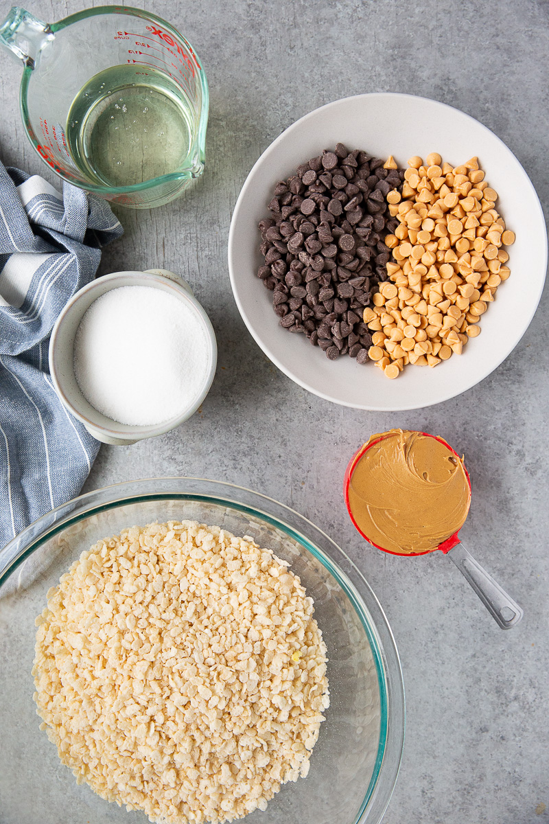 Ingredients needed to make Scotcheroos, just six simple ingredients