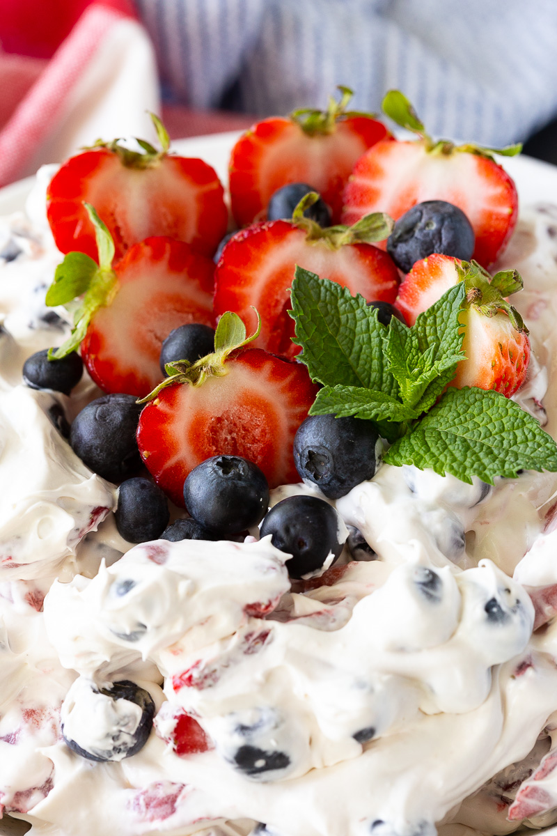 Garnish for a beautiful berry cheesecake salad
