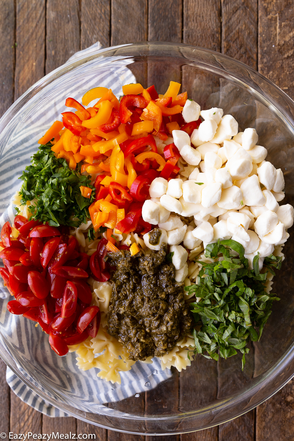Everything you need for a bowtie pasta salad