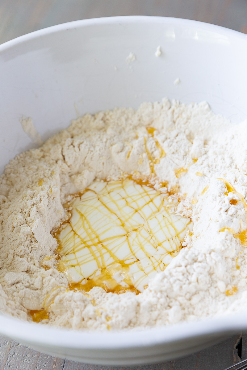 Making flaky buttermilk biscuits. 