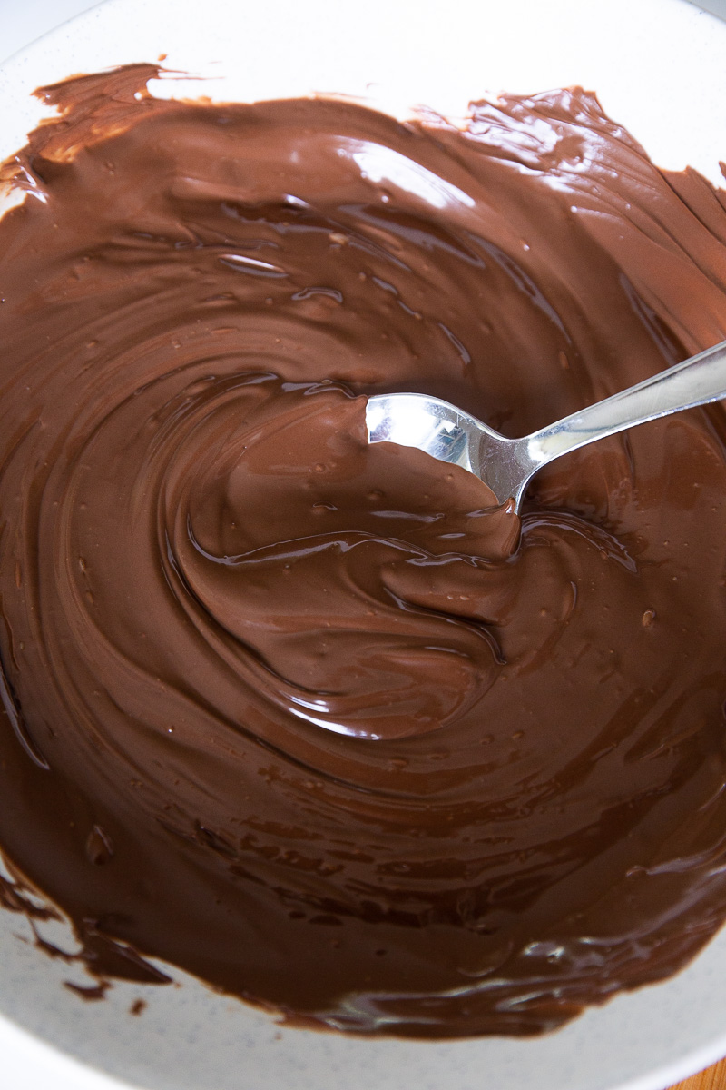 Making chocolate ganache for Dubai Chocolate Strawberry Cups