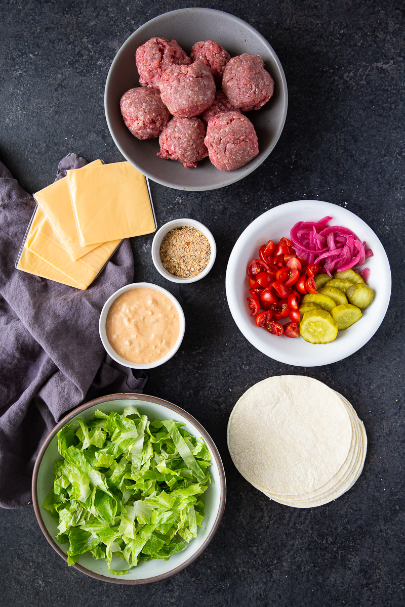 Ingredients you need for smashburger tacos
