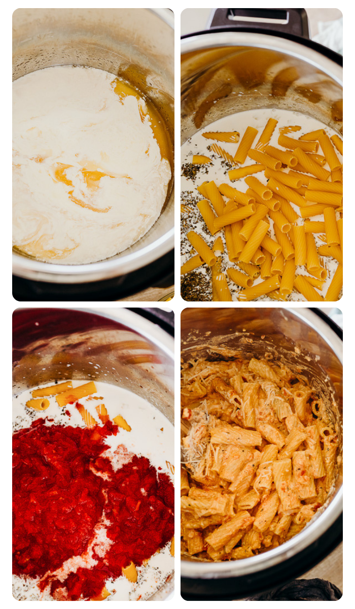 How to make instant pot rigatoni with a creamy tomato sauce.