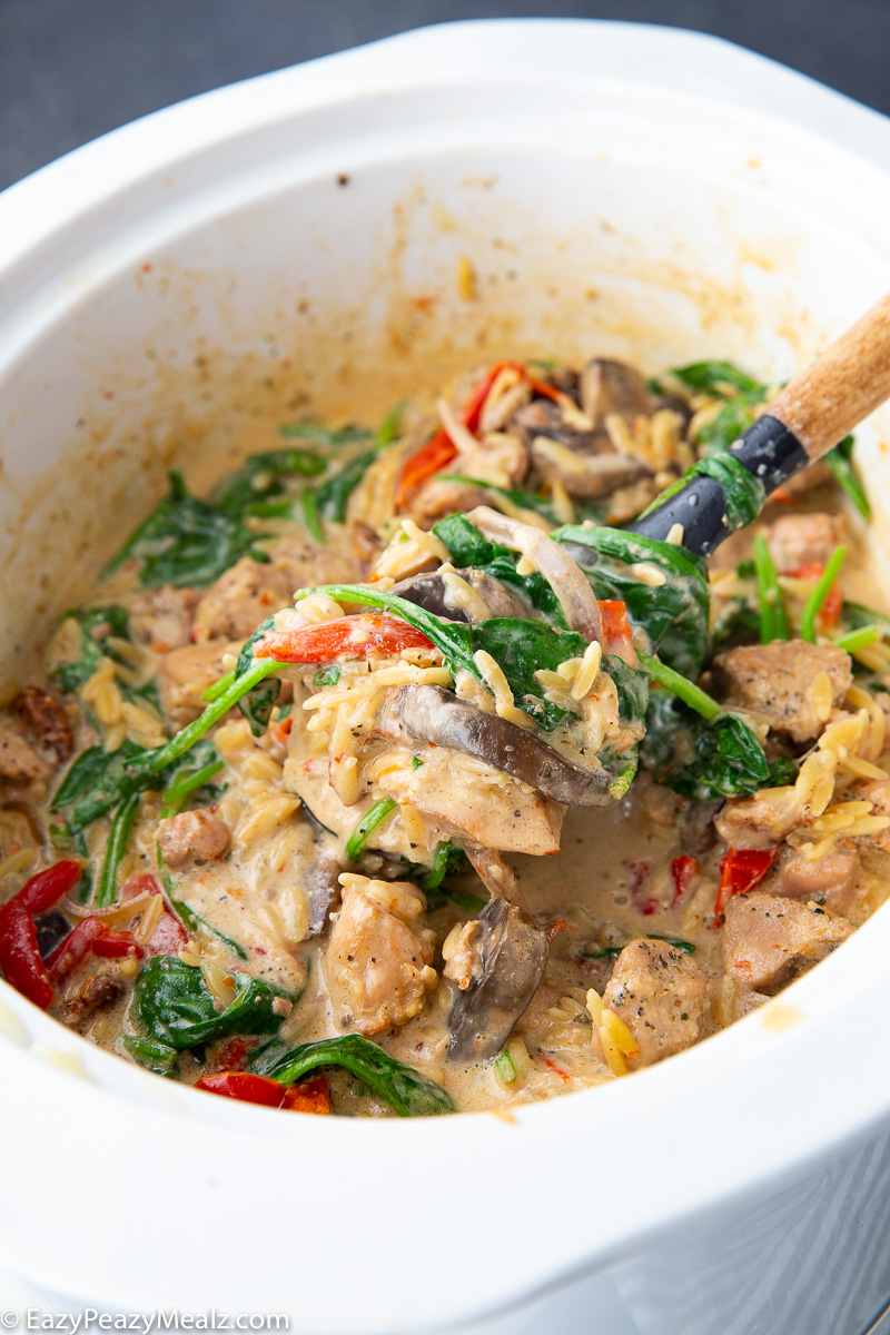Slow Cooker Creamy Italian Chicken Orzo