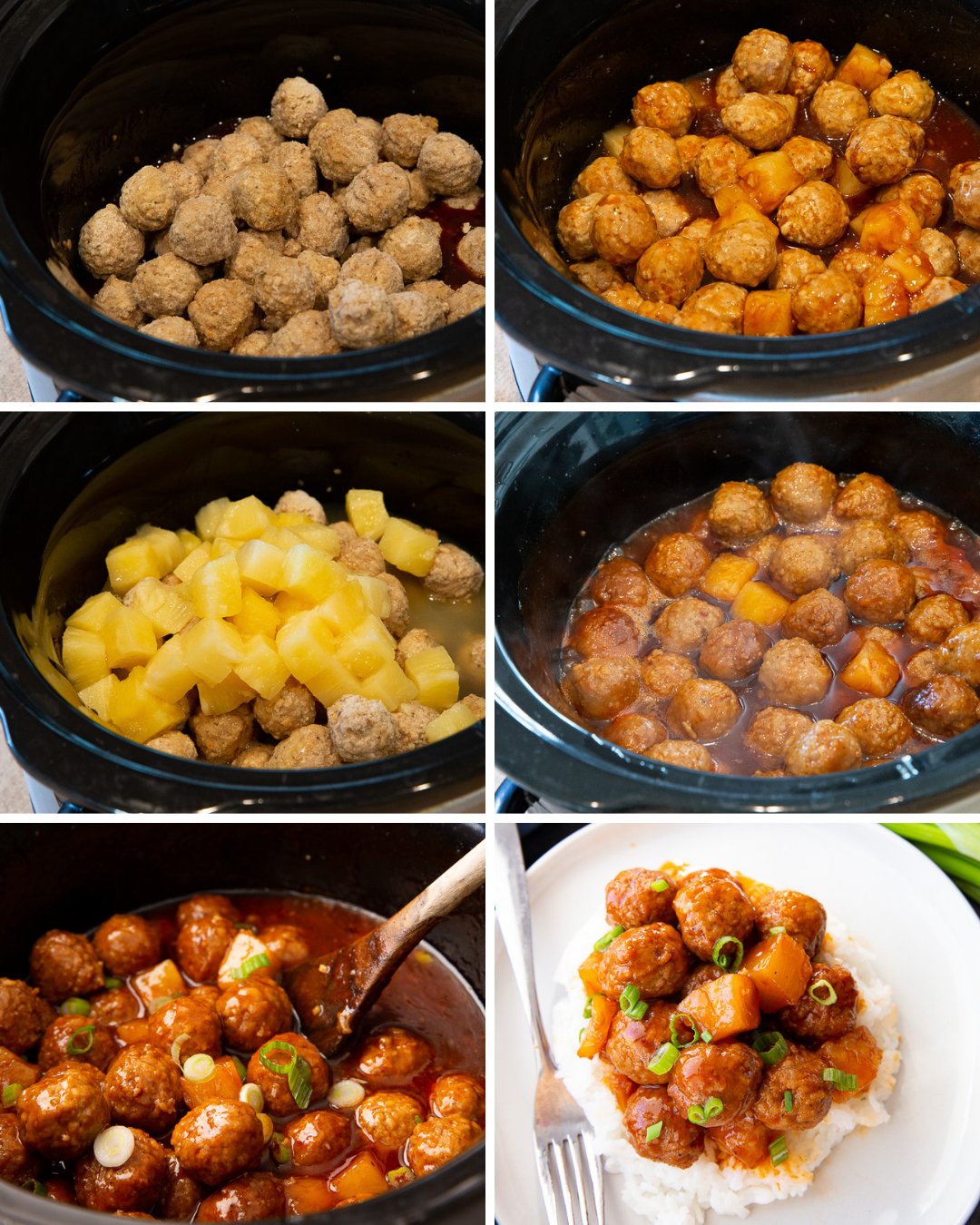 Hawaiian meatballs made in the slow cooker.