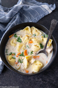 Slow Cooker Alfredo Chicken Tortellini Soup