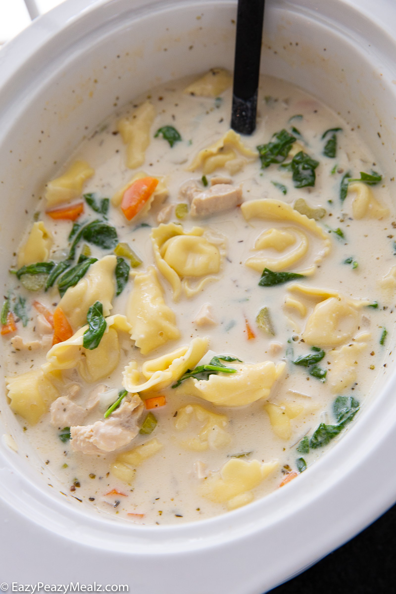Slow Cooker Alfredo Chicken Tortellini Soup Eazy Peazy Mealz