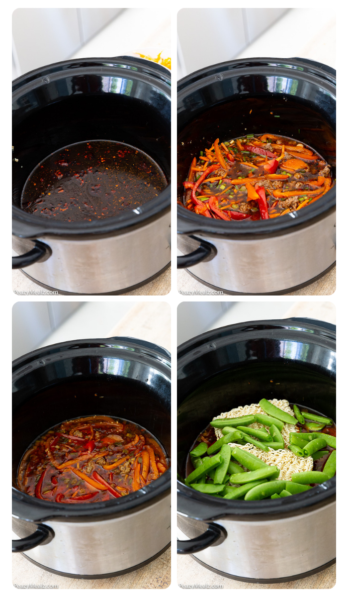 Slow cooker beef ramen stir fry, steps to making it.