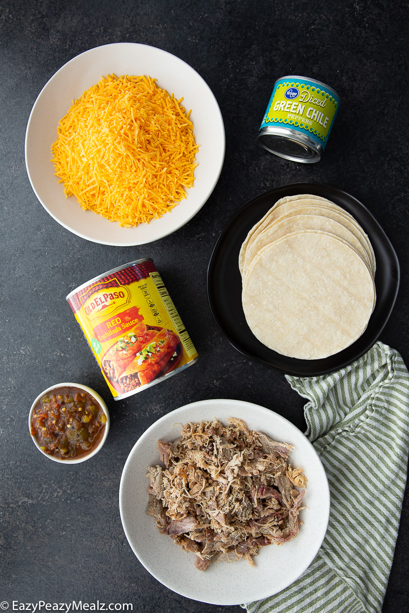 Ingredients needed for slow cooker chicken enchiladas