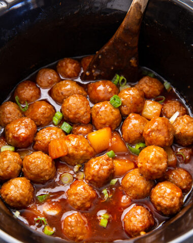 Slow cooker Hawaiian Meatballs, a sweet and sour style meatball made in the slow cooker.