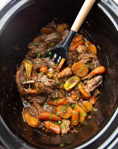 Slow Cooker Mississippi Roast, loaded with flavor.