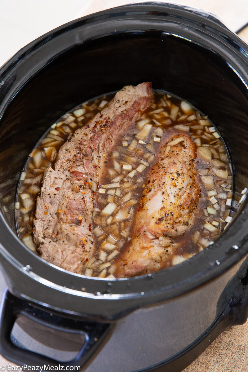 Making slow cooker teriyaki pork tenderloin