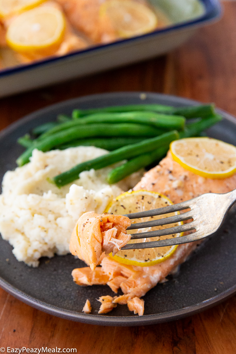 Flaky lemon ginger salmon