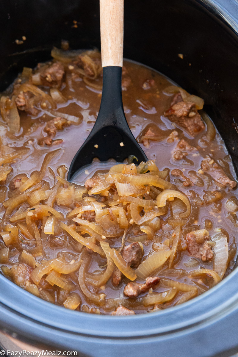 Slow cooker french onion beef tips