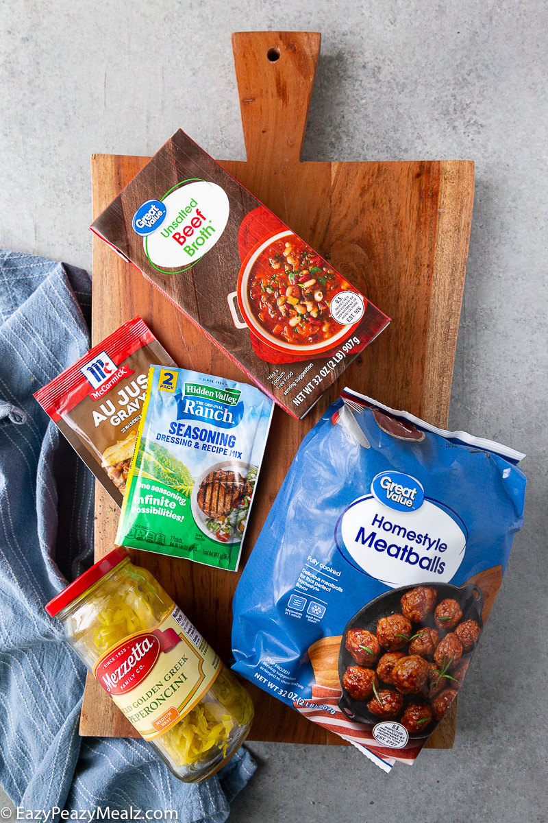 Slow cooker mississippi meatballs ingredients