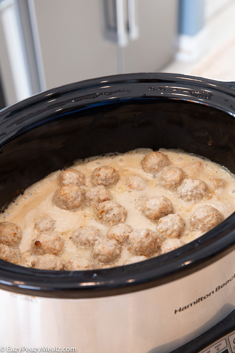 Making Swedish meatballs in the slow cooker!
