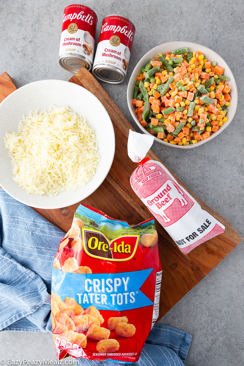 Ingredients for tater tot casserole