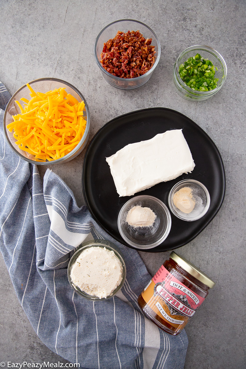 What you need to make this bacon pepper jelly dip