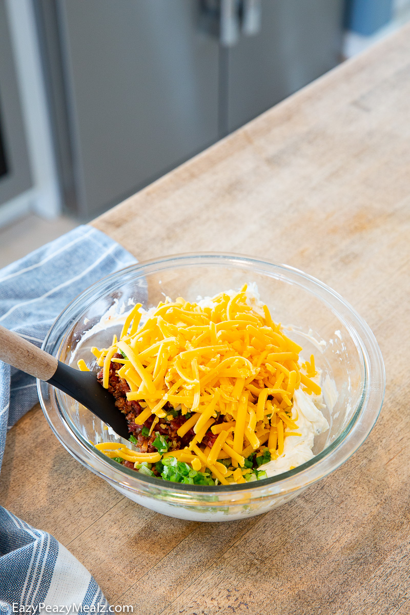 Making jalapeno popper dip for a party appetizer