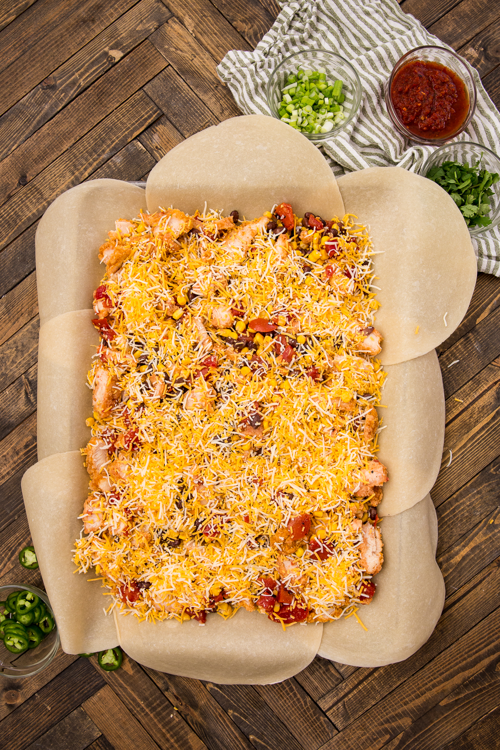 cheese covered chicken quesadillas