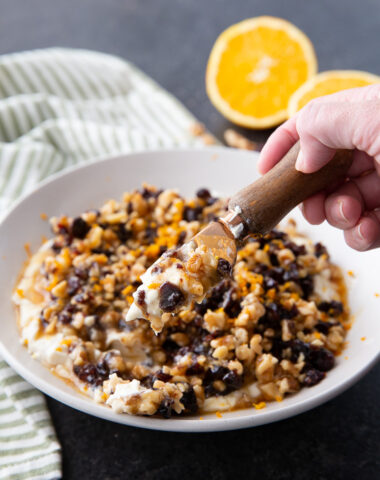 Cranberry orange walnut whipped goat cheese dip