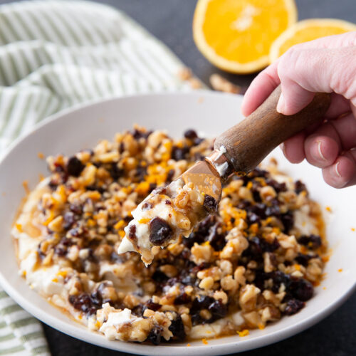 Cranberry orange walnut whipped goat cheese dip