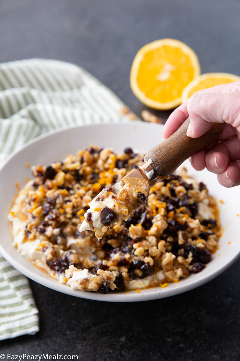 Cranberry orange walnut whipped goat cheese dip