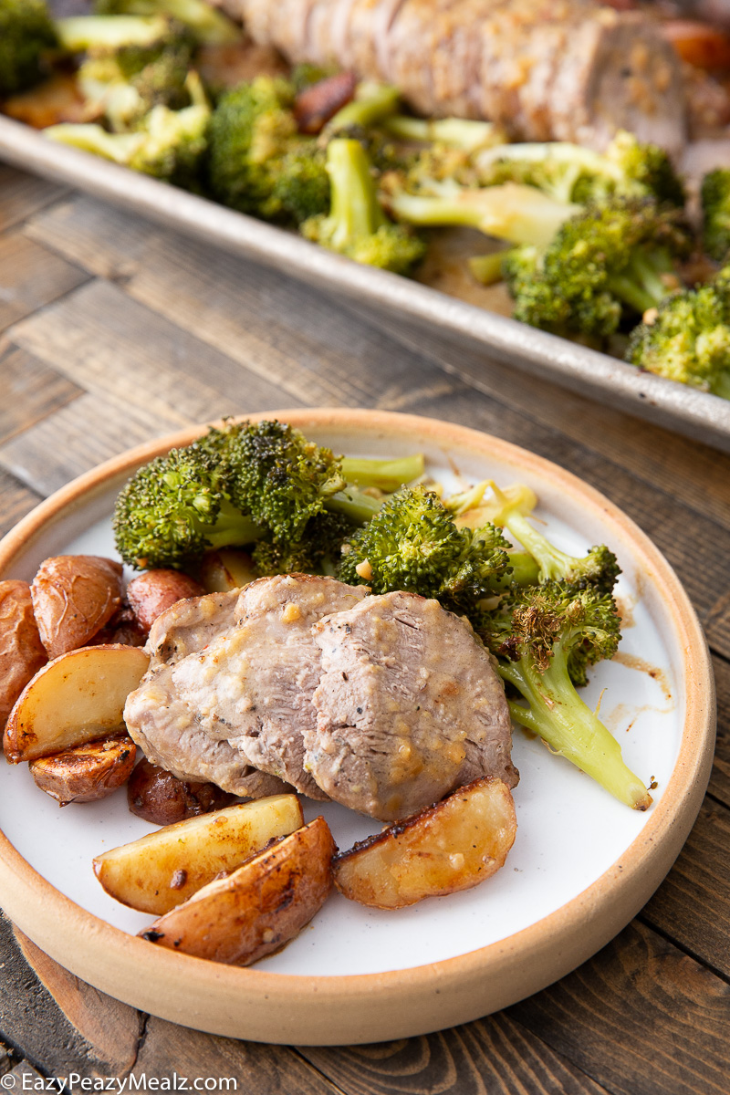 A plate of pork tenderloin