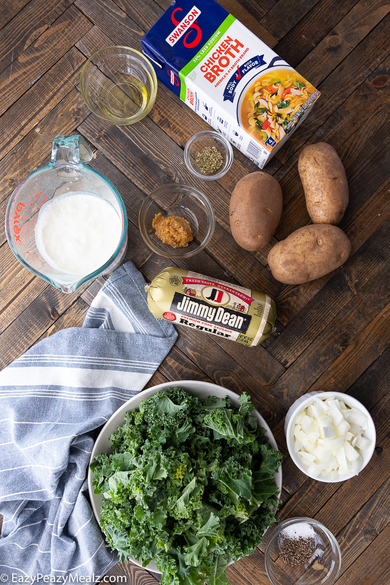 Ingredients for zuppa toscana