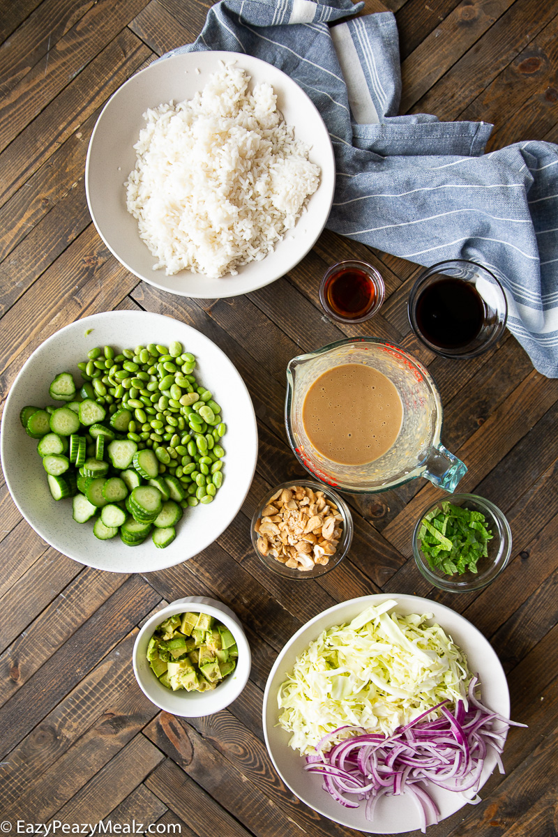 What you need to make crispy rice crunch salad 