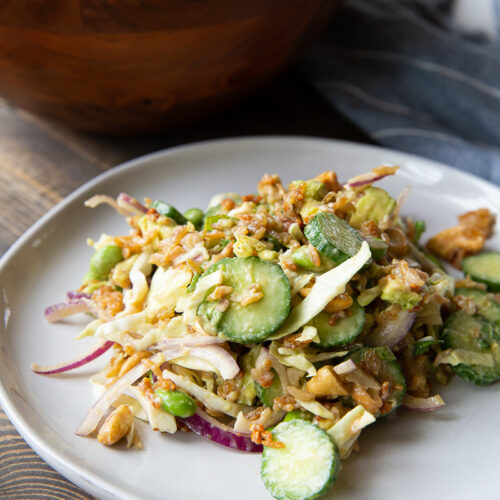 A plate of crispy rice crunch salad