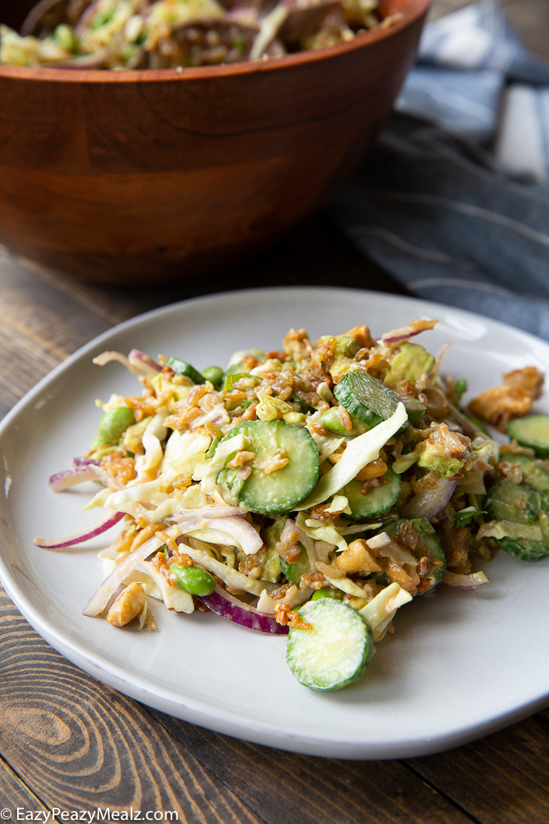A plate of crispy rice crunch salad