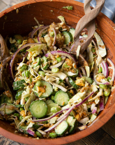 Crispy Rice Crunch Salad with Tahini dressing
