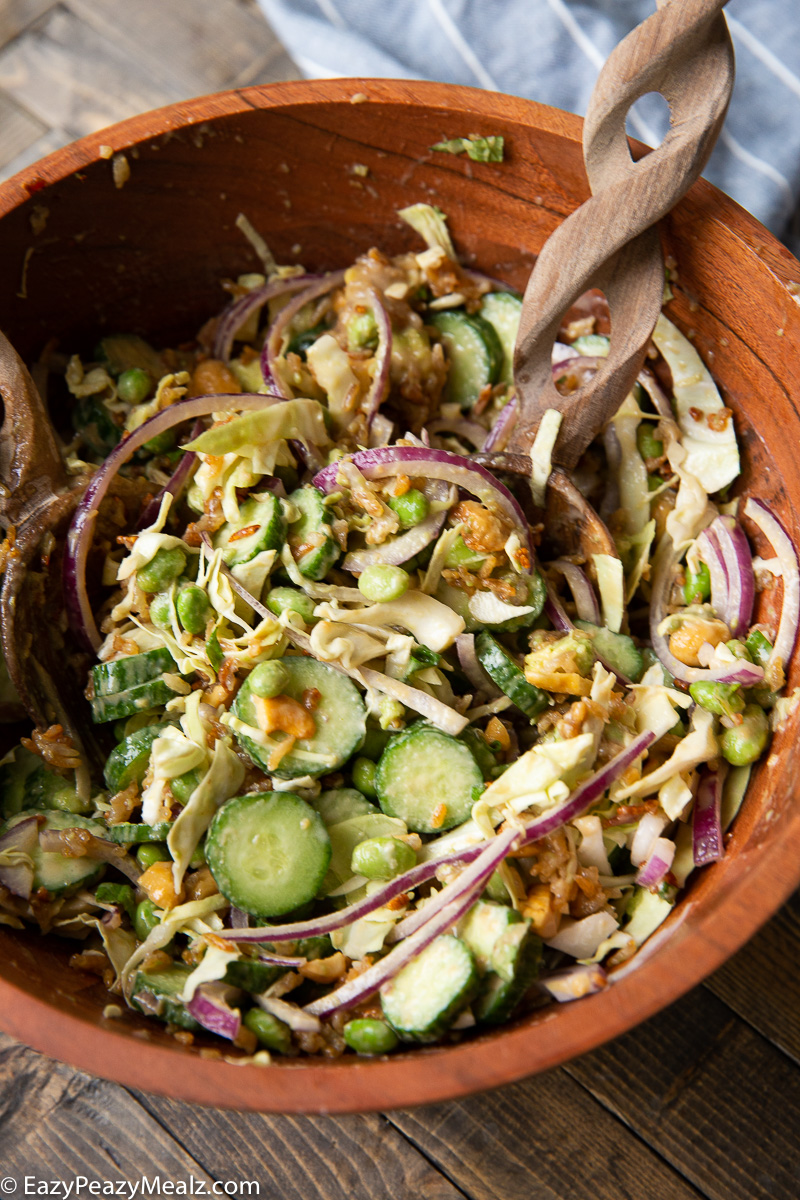 Crispy Rice Crunch Salad with Tahini dressing