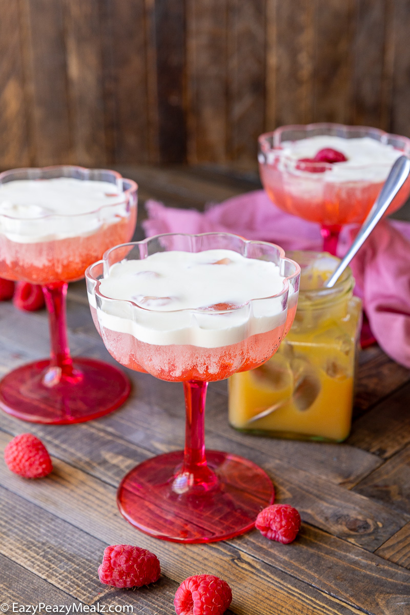 Cold foam on top of raspberry lemonade spritz