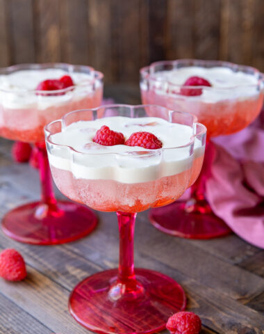 Raspberry Lemonade Spritz with lemon curd cold foam.